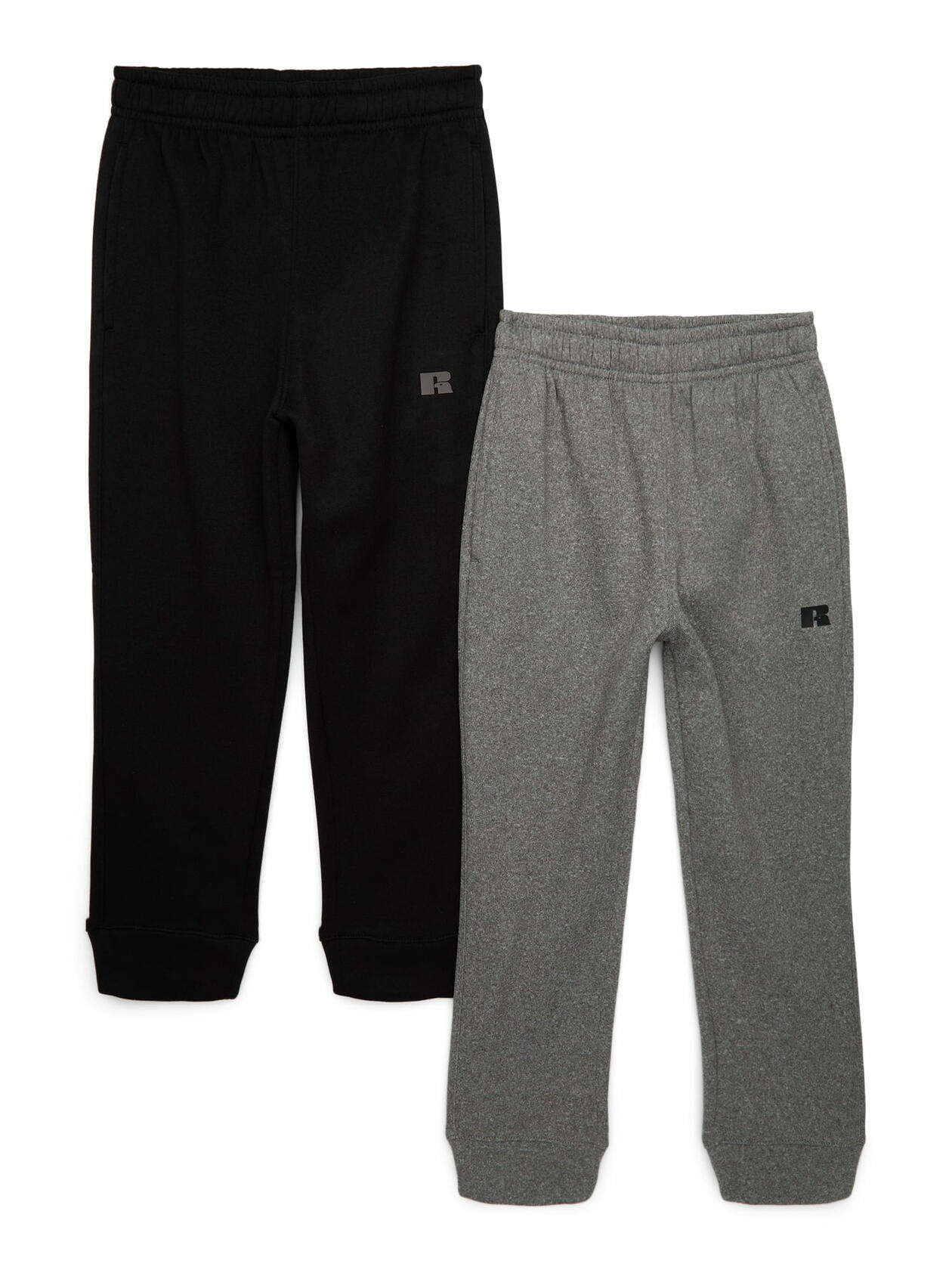 Russell Athletic Boys Fleece Sweatpants 2-Pack Black/Grey Heather Size 8H