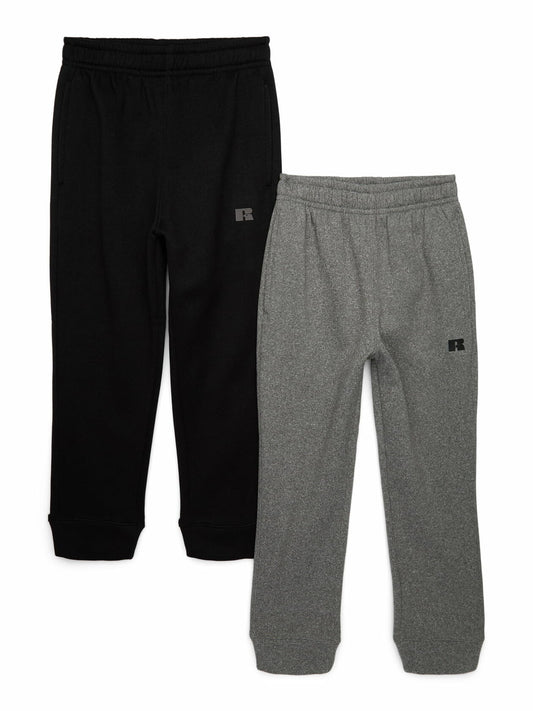 Russell Athletic Boys Fleece Sweatpants 2-Pack Black/Grey Heather Size 8H