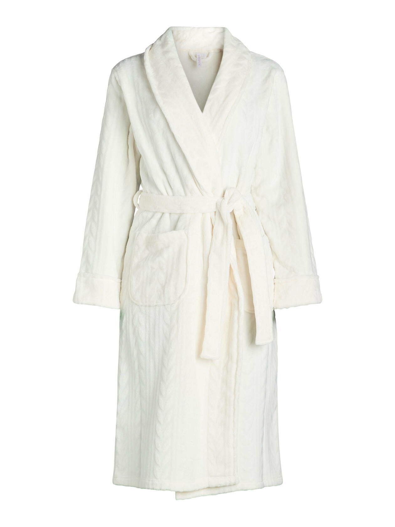 Joyspun Womens Plush Robe Winter White Size M