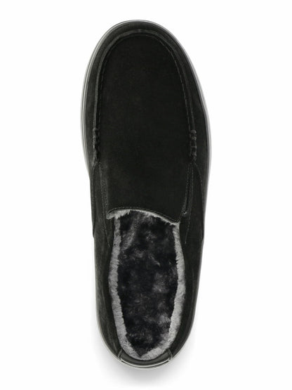 George Mens Genuine Suede Moc Toe Slippers Wide Width Black Size 11W