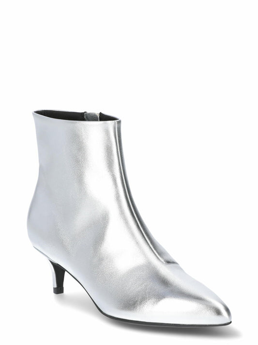 Scoop Womens Faux Leather Kitten Heel Ankle Boots Silver Size 8