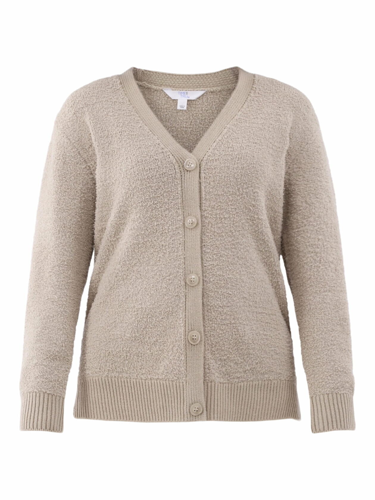Time and Tru Womens Super Soft Button Cardigan True Taupe Size M