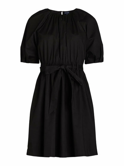 Scoop Womens Fit and Flare Mini Dress with Puff Sleeves Black Soot Size M