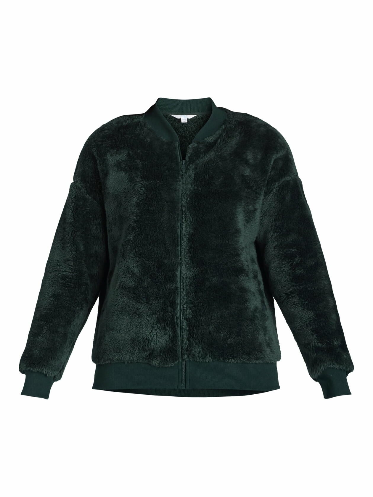 Time and Tru Womens Fleece Bomber Jacket Midweight Range Green Size L