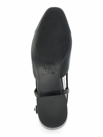 Time and Tru Womens Block Heel Slingbacks Black Size 9
