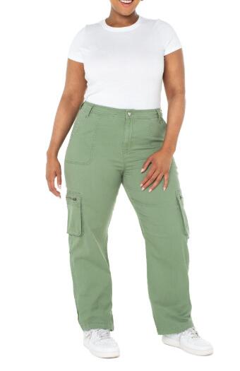 Celebrity Pink Juniors Cargo Pants Midrise Wide Leg Pockets Green Sz L (13/31)