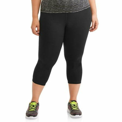Athletic Works Womens Active Dri-Works Capri Leggings Black Size 1X