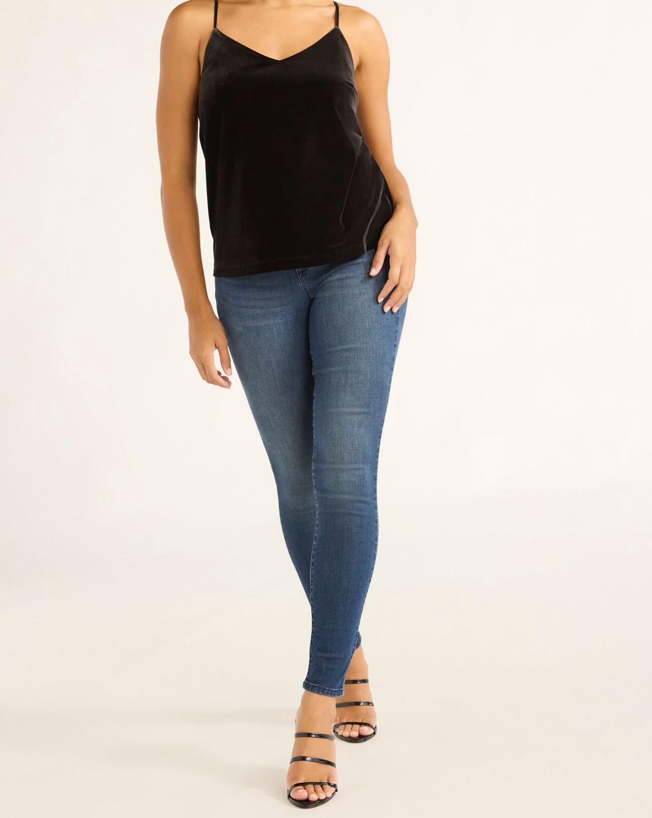 Sofia Jeans Womens Velvet Tank Top Black Soot Size XL