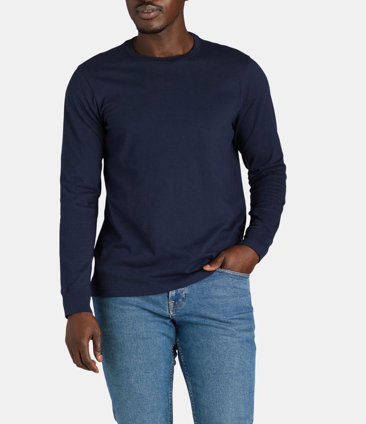 George Mens Crewneck Tee Long Sleeves Crewneck Pullover Dark Navy Size M