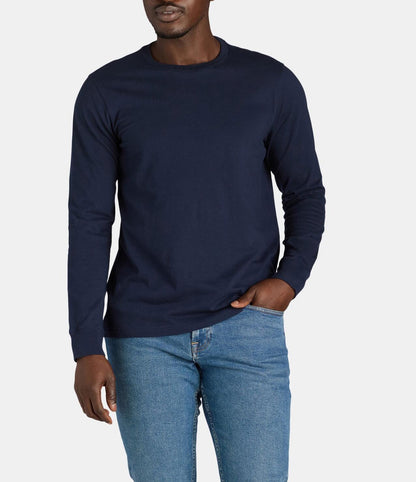 George Mens Crewneck Tee Long Sleeves Crewneck Pullover Dark Navy Size M