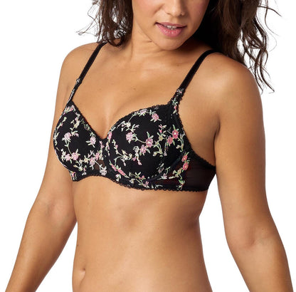 Adored by Adore Me Floral Embroidery and Mesh Ruby T-Shirt Bra Size 36DD