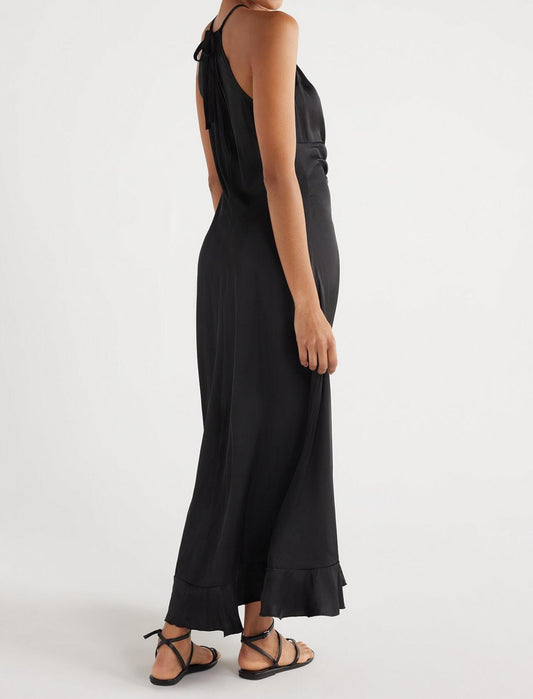 Scoop Womens Ruched Halter Dress Black Soot Size S