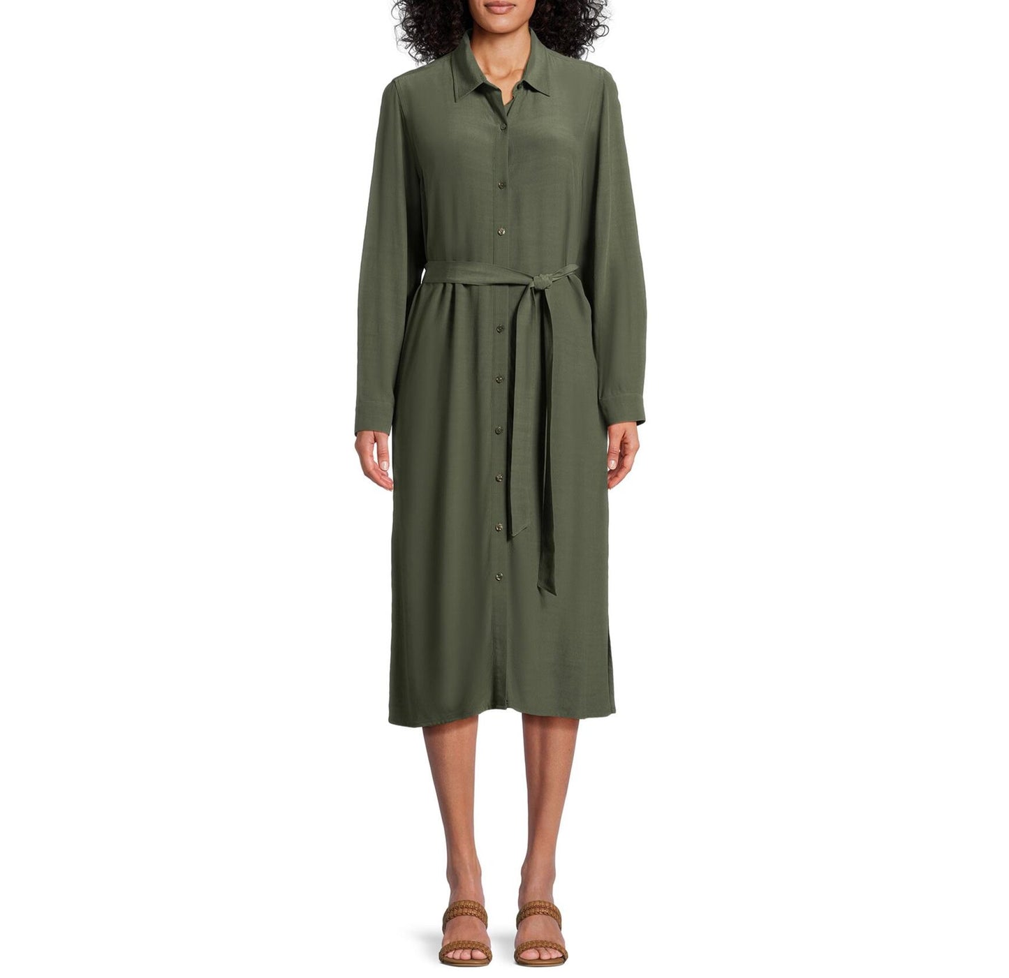 Time and Tru Womens Button Front Shirt Dress with Long Sleeves Sea Turtle Sz XL