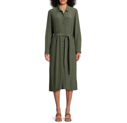 Time and Tru Womens Button Front Shirt Dress with Long Sleeves Sea Turtle Sz XL