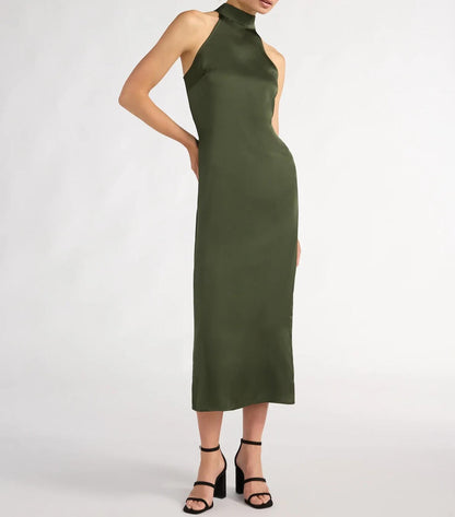 Scoop Womens Sleeveless Midi Dress Kombu Green Size L