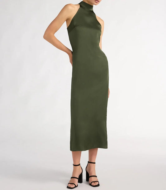 Scoop Womens Sleeveless Midi Dress Kombu Green Size L
