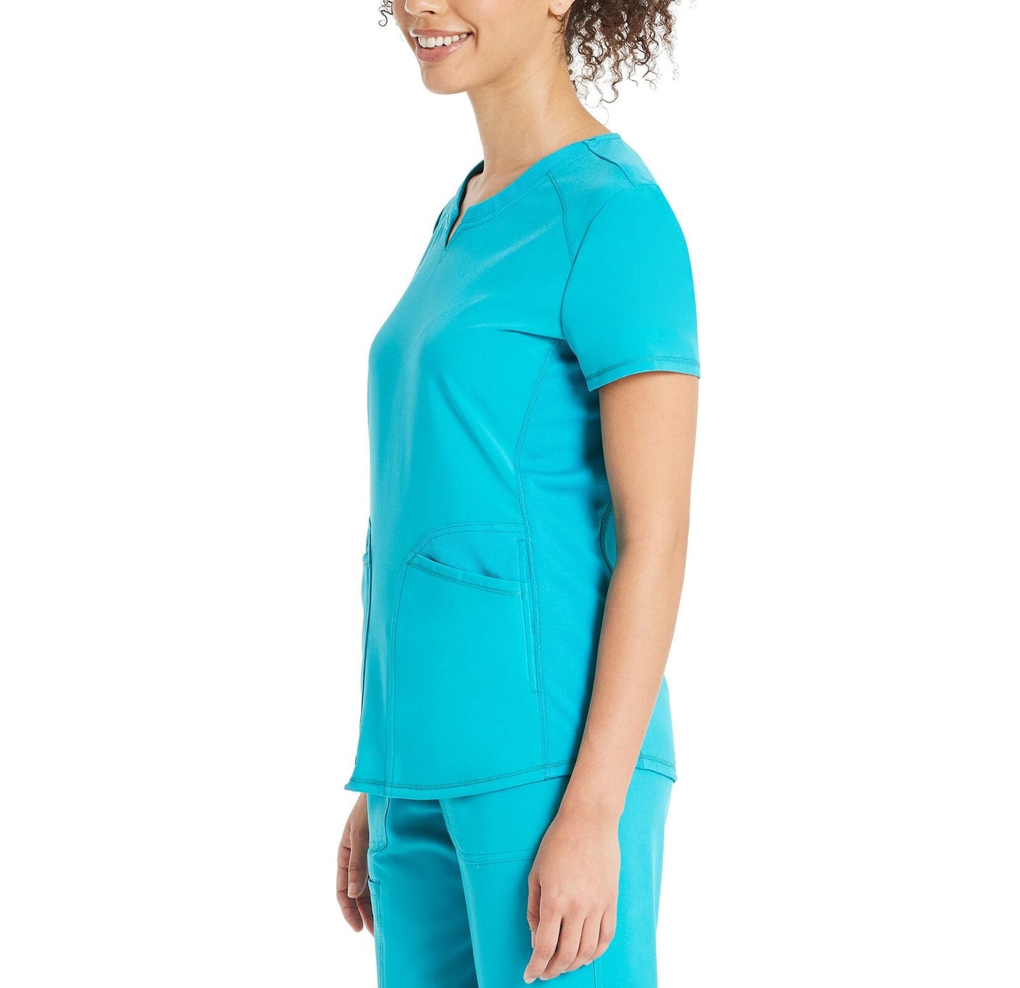 Scrubstar Womens Antimicrobial Performance Notch Neck Top Aquamarine Blue Sz XL