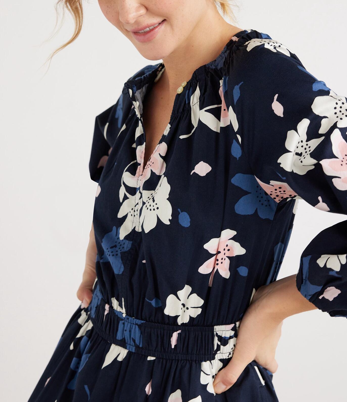 Free Assembly Womens Gathered Waist Mini Dress Navy Floral Size XXL