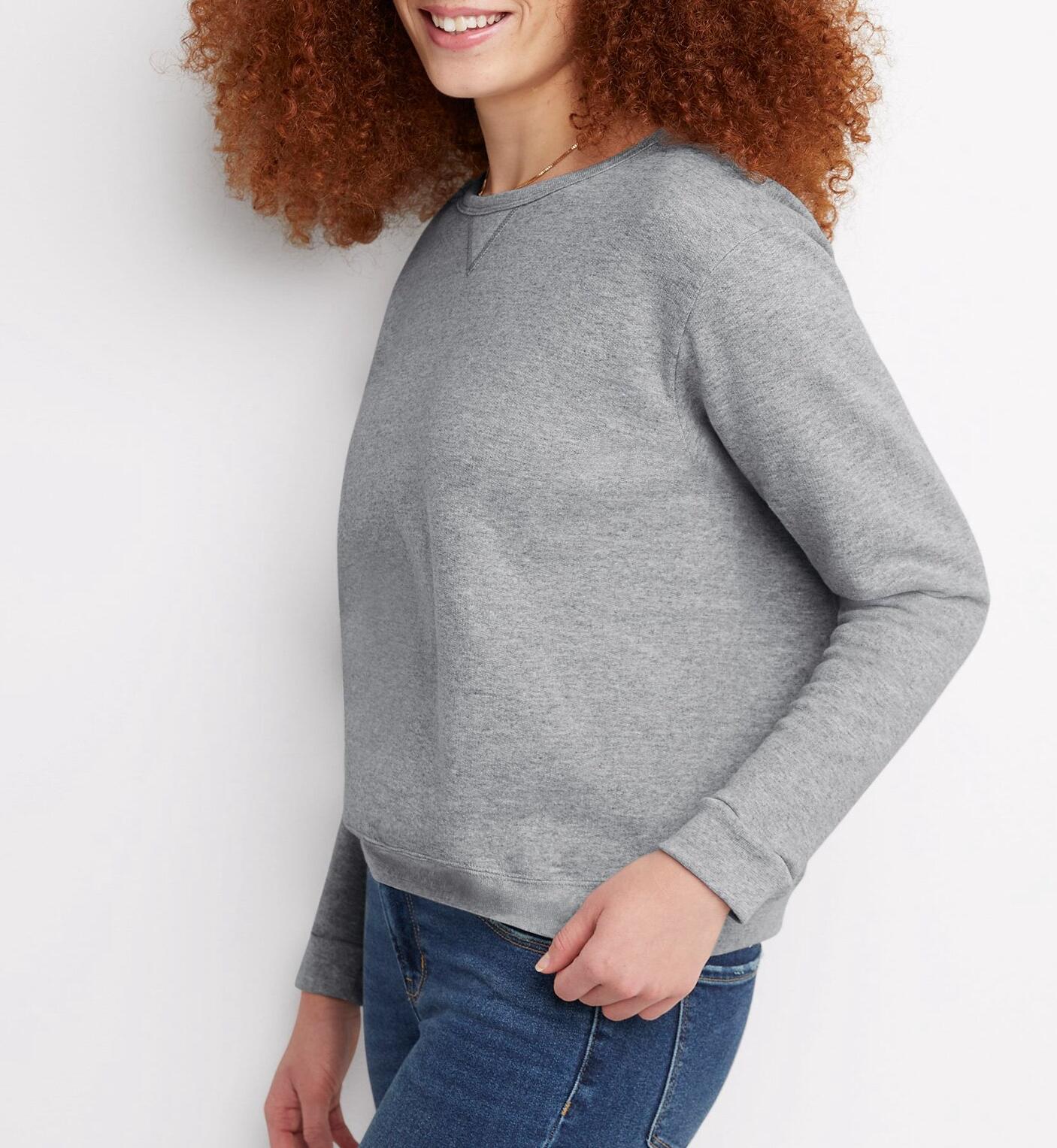 Hanes EcoSmart Womens Fleece Sweatshirt V-Notch