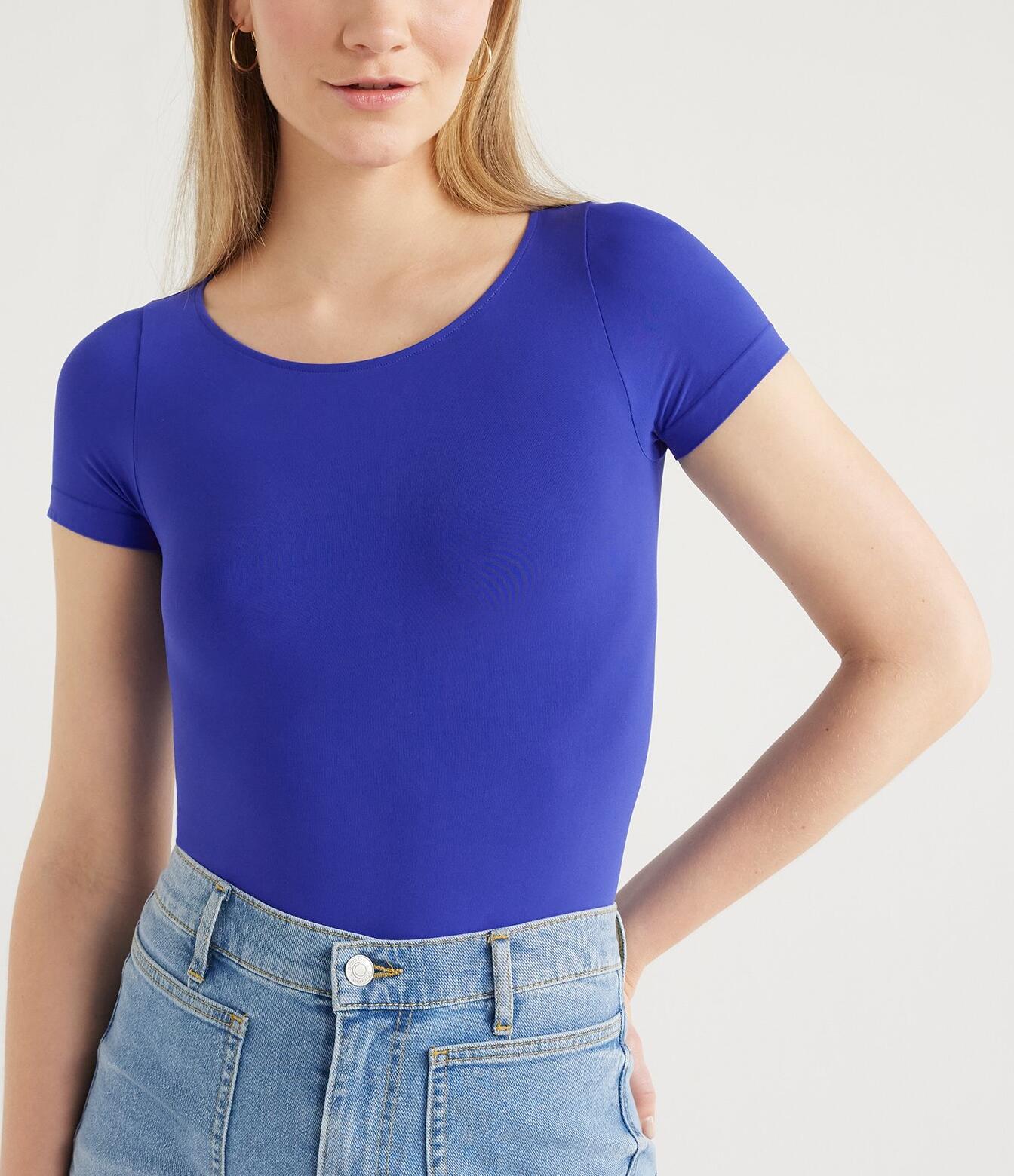 Scoop Womens Crew Neck Bodysuit with Short Sleeves