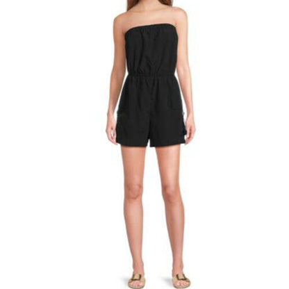 No Boundaries Utility Romper  Womens Black Soot Size S