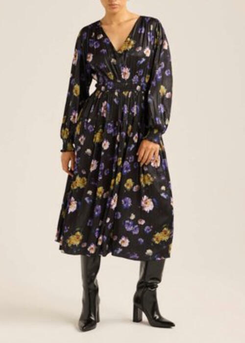 Scoop Womens & Womens Plus V Neck Plissé Midi Dress Tossed Floral Size XS