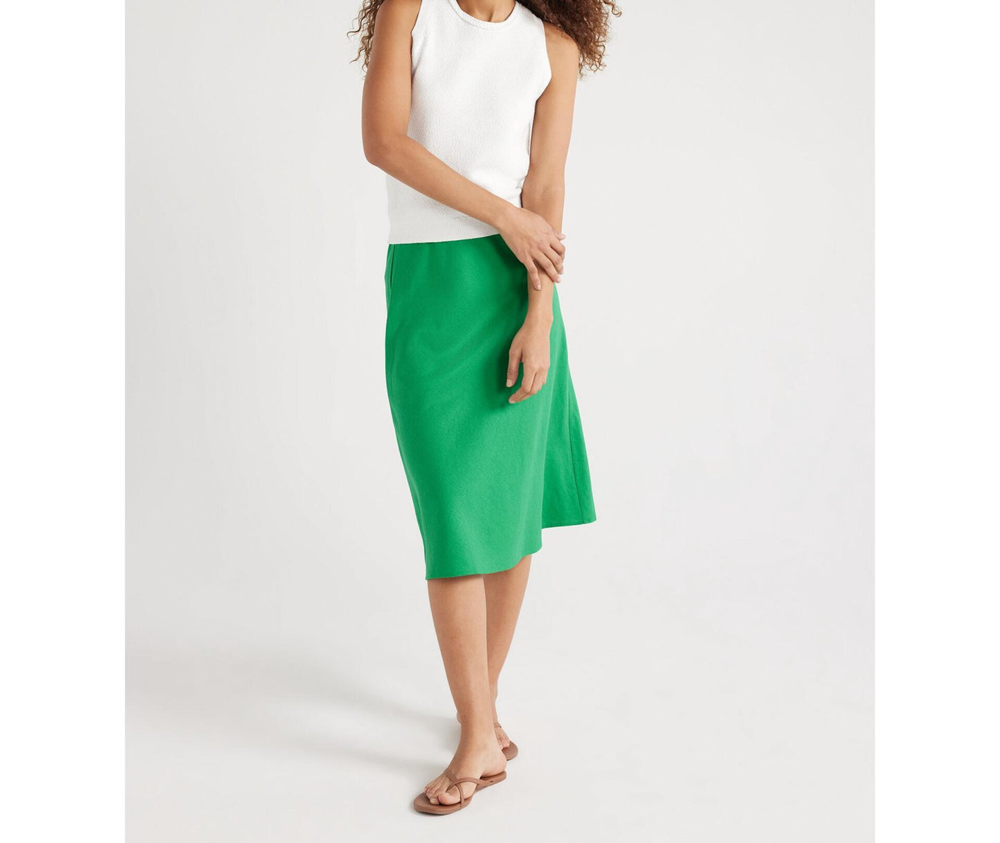 Free Assembly Womens Bias Slip Midi Skirt Jelly Bean Green Size XXL