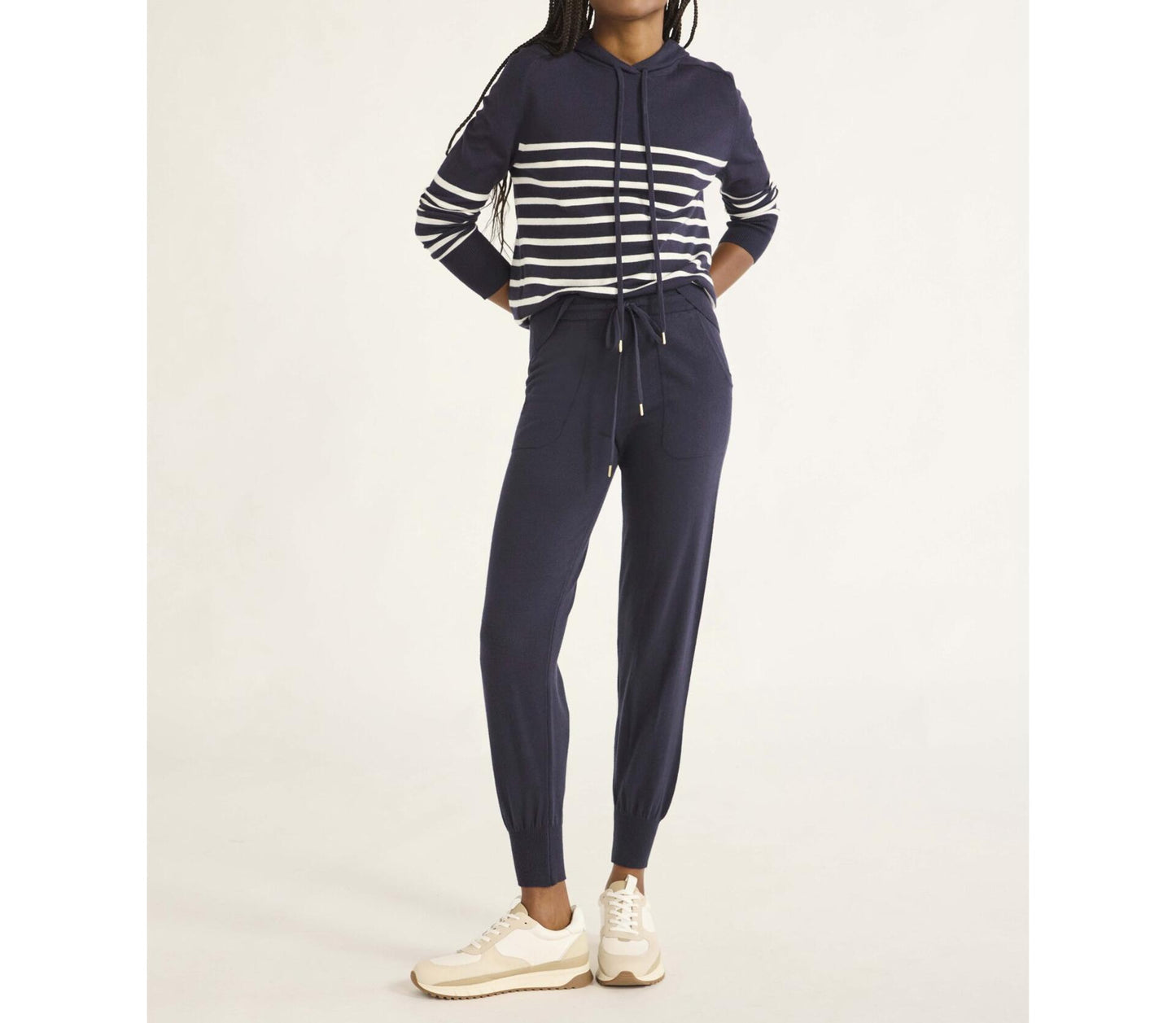 Free Assembly Womens Cozy Yarn Sweater Jogger Pants Navy Blazer Size XS