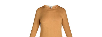 Nine.Eight Womens Ribbed Knit Midi Dress with Long Sleeves Camel Size S