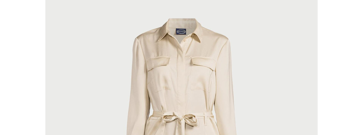 Scoop Womens Satin Wide Leg Jumpsuit Oyster Grey Size XL