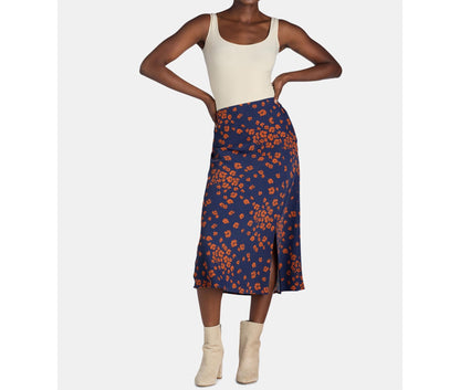 Time and Tru Womens Midi Slip Skirt Daisy Days Dark Navy Size M