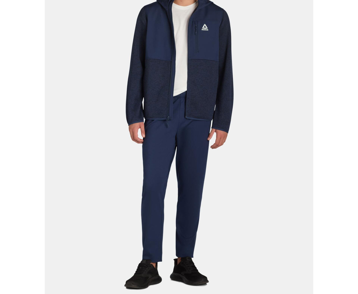 Reebok Delta Mens Hooded Sweater Fleece Jacket Navy Size L