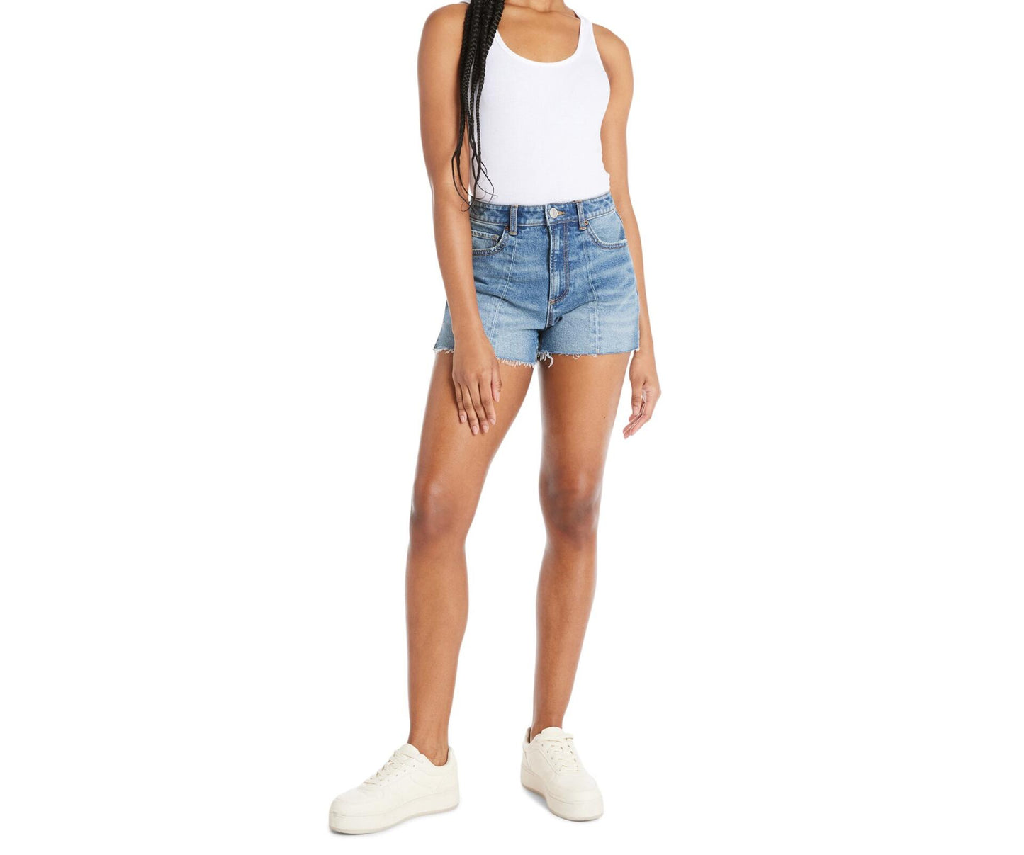 No Boundaries Juniors Seamed Denim Shorts Medium Wash Size 13