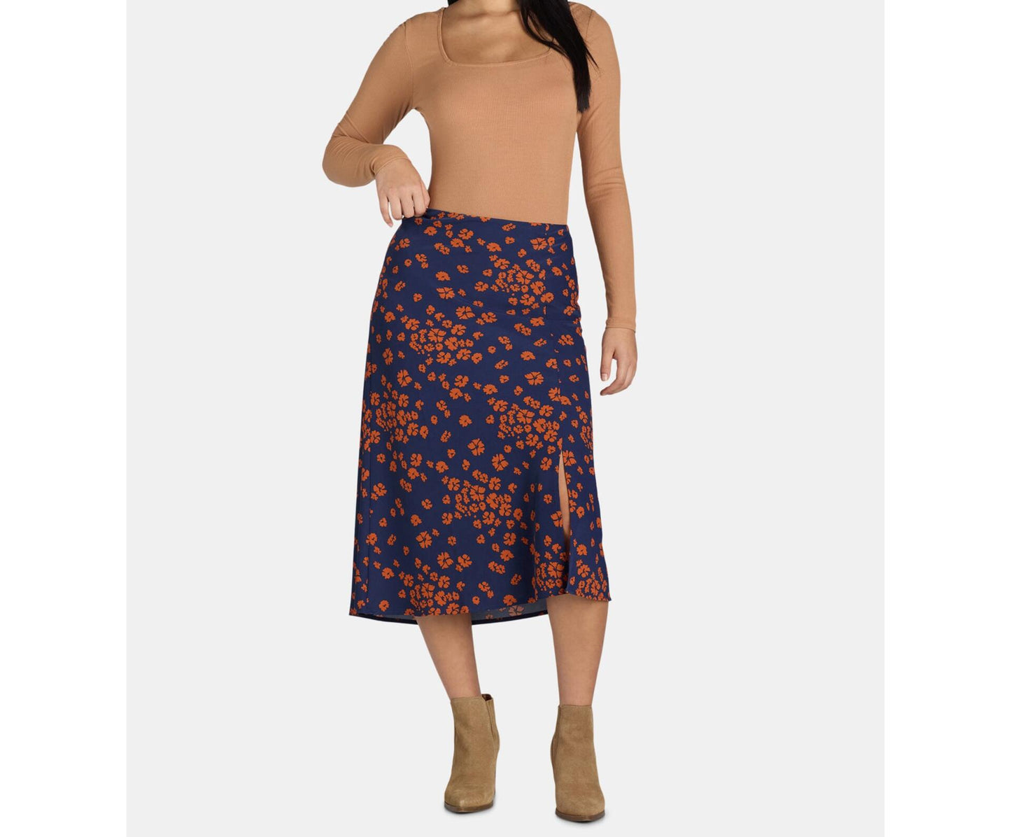 Time and Tru Womens Midi Slip Skirt 2-Pack Dark Navy/Daisy Days Size  M (8-10)