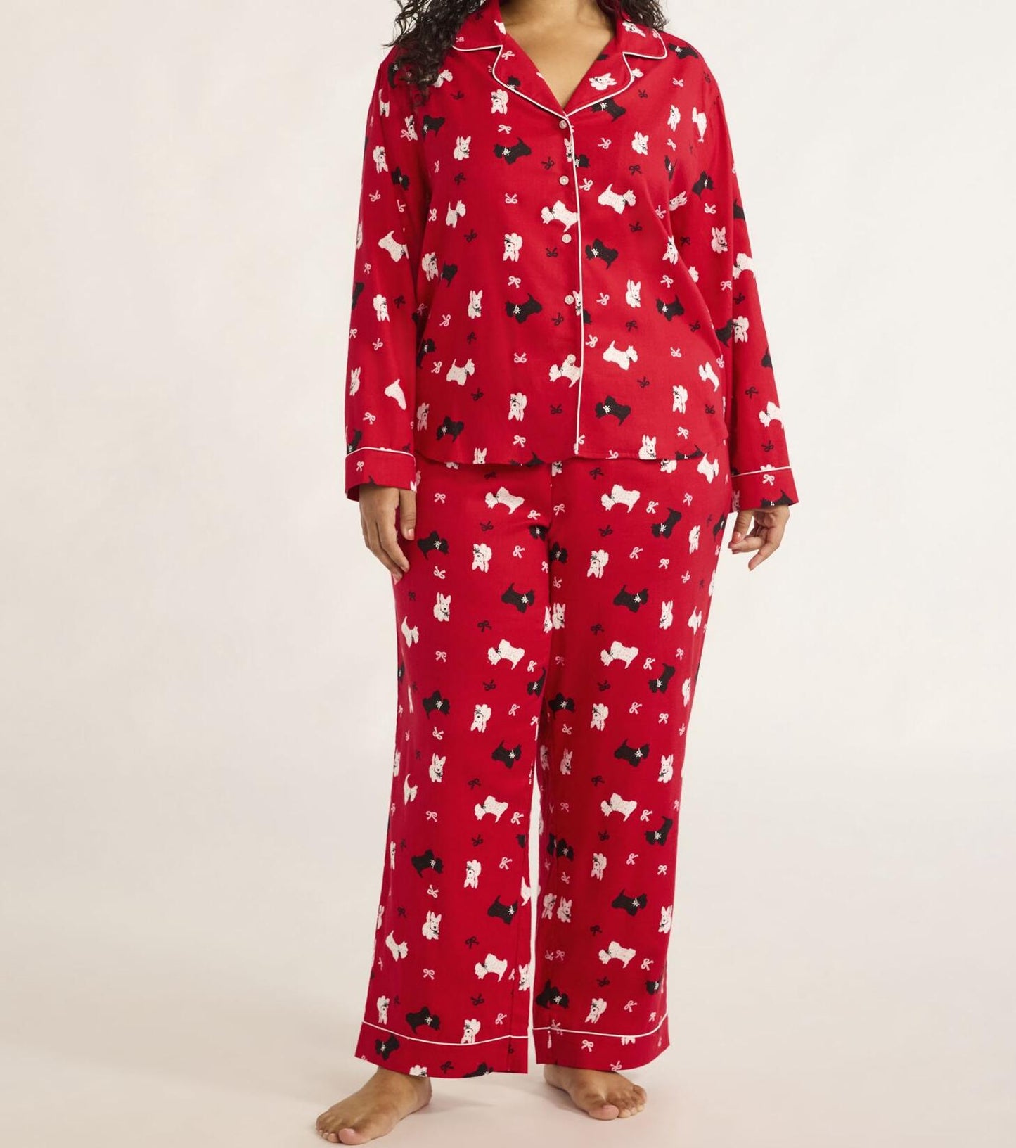 Joyspun Womens Flannel Long Sleeve Top and Pants Pajama Set Red Pepper Size XL