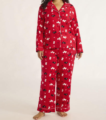 Joyspun Womens Flannel Long Sleeve Top and Pants Pajama Set Red Pepper Size XL
