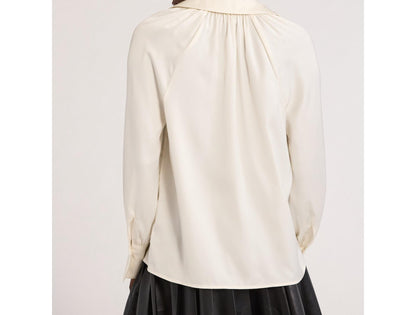 Scoop Womens V-Neck Popover Matte Satin Blouse  Whisper White Size XXL (20)