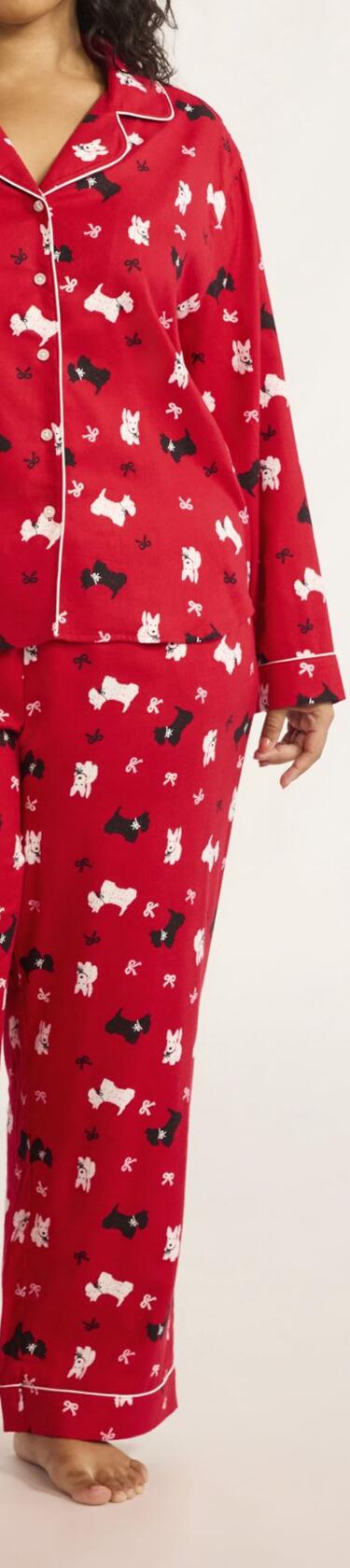 Joyspun Womens Flannel Long Sleeve Top and Pants Pajama Set Red Pepper Size XL