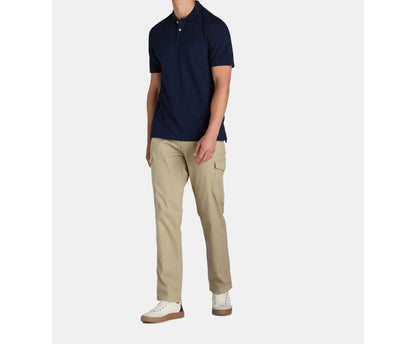 George Mens Pique Polo Shirt Short Pullover Spread Collar Dark Navy Size XL