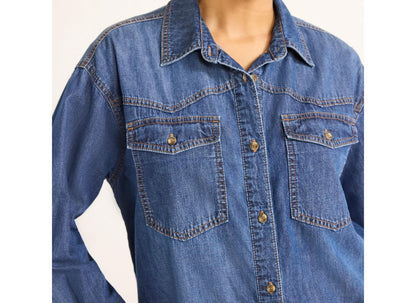 Sofia Jeans Womens Sofia Oversized Boyfriend Shirt Long Sleeves Marquie Size M