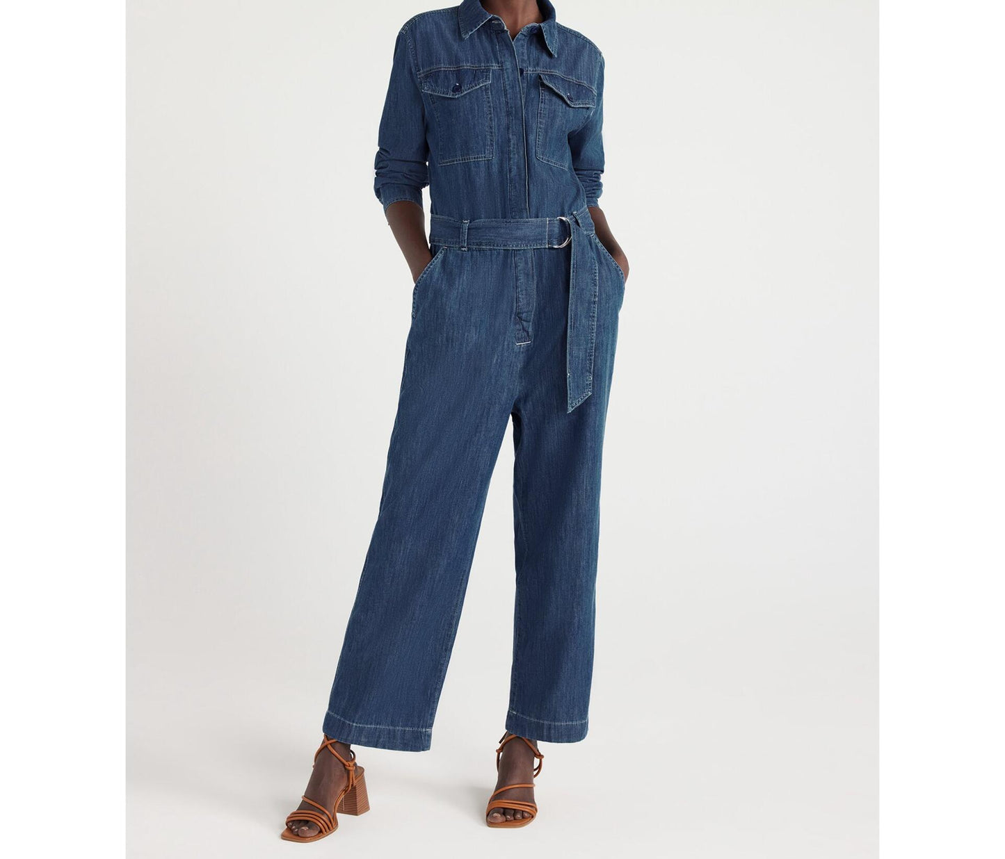 Free Assembly Womens Utility Jumpsuit 27” Inseam Dark Medium Blue Size XS