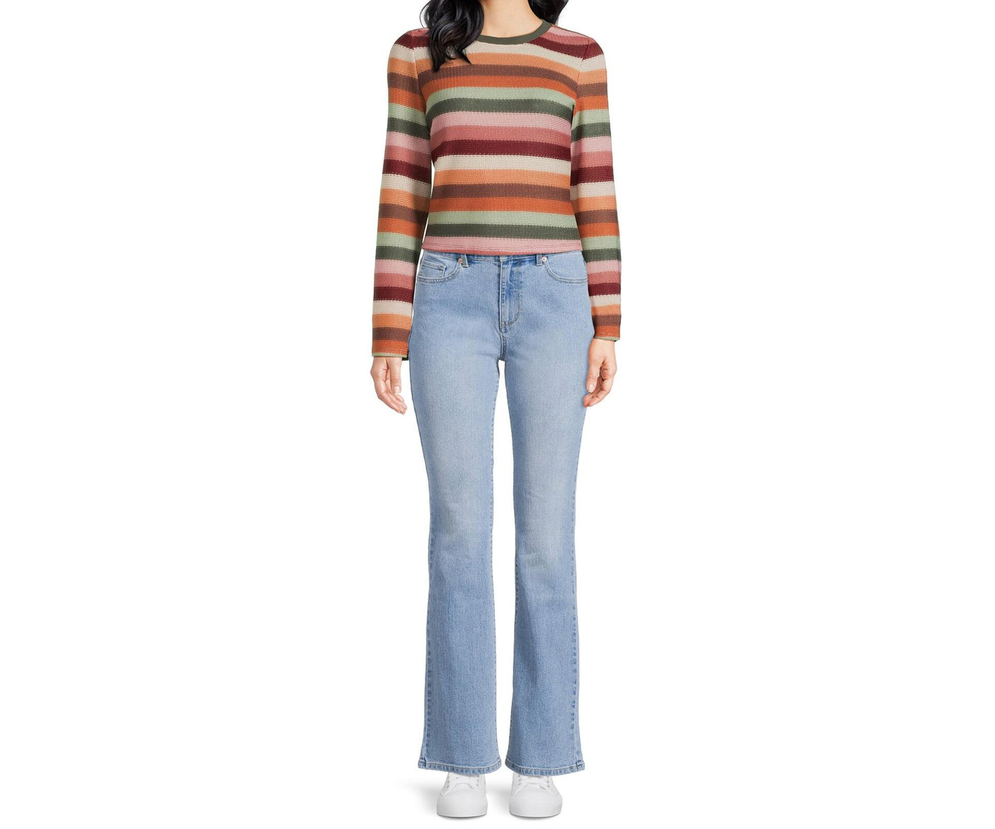 No Boundaries Juniors Bell Sleeve Crochet Top Green Midnight Size XL