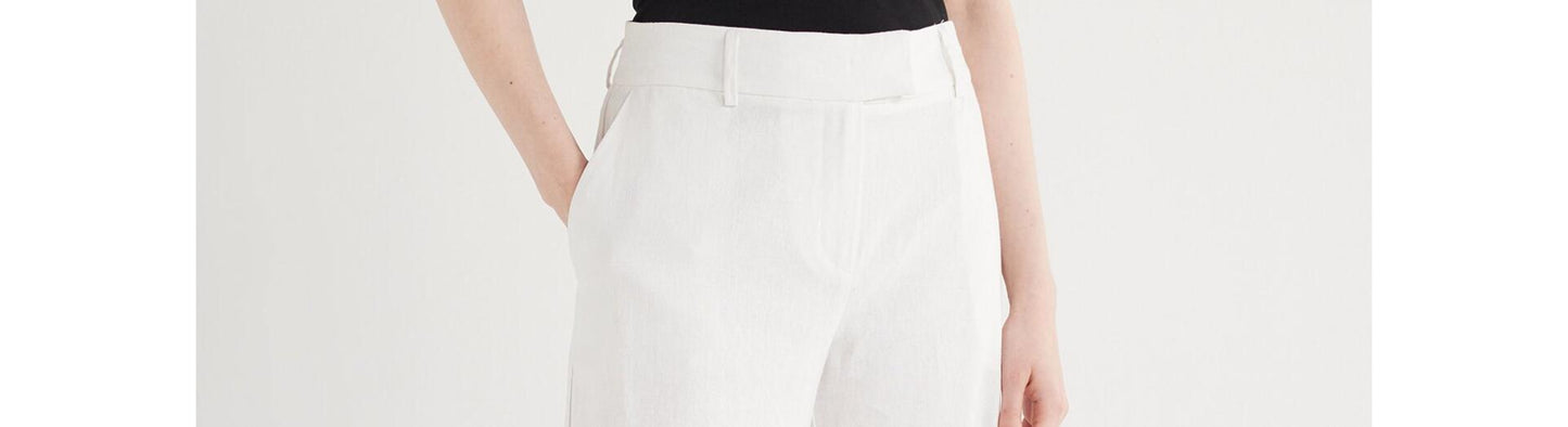 Scoop Womens Linen Blend Tailored Wide Leg Pants Bright White Size 2