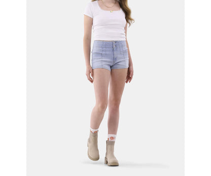 No Boundaries Pintuck Denim Shorts 3” Inseam Womens Light Enzyme Size 15