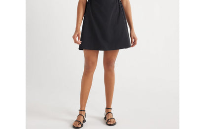 Scoop Womens Poplin Cutout Oversized Puff Sleeve Dress Black Soot Size M (8-10)