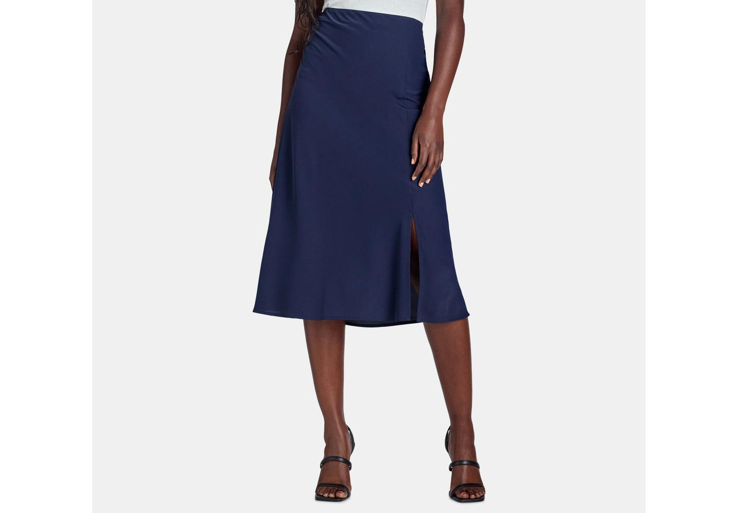 Time and Tru Womens Midi Slip Skirt Dark Navy Size L (12-14)