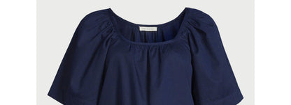 Free Assembly Womens Square Neck Top with Short Sleeves Navy Blazer Size S