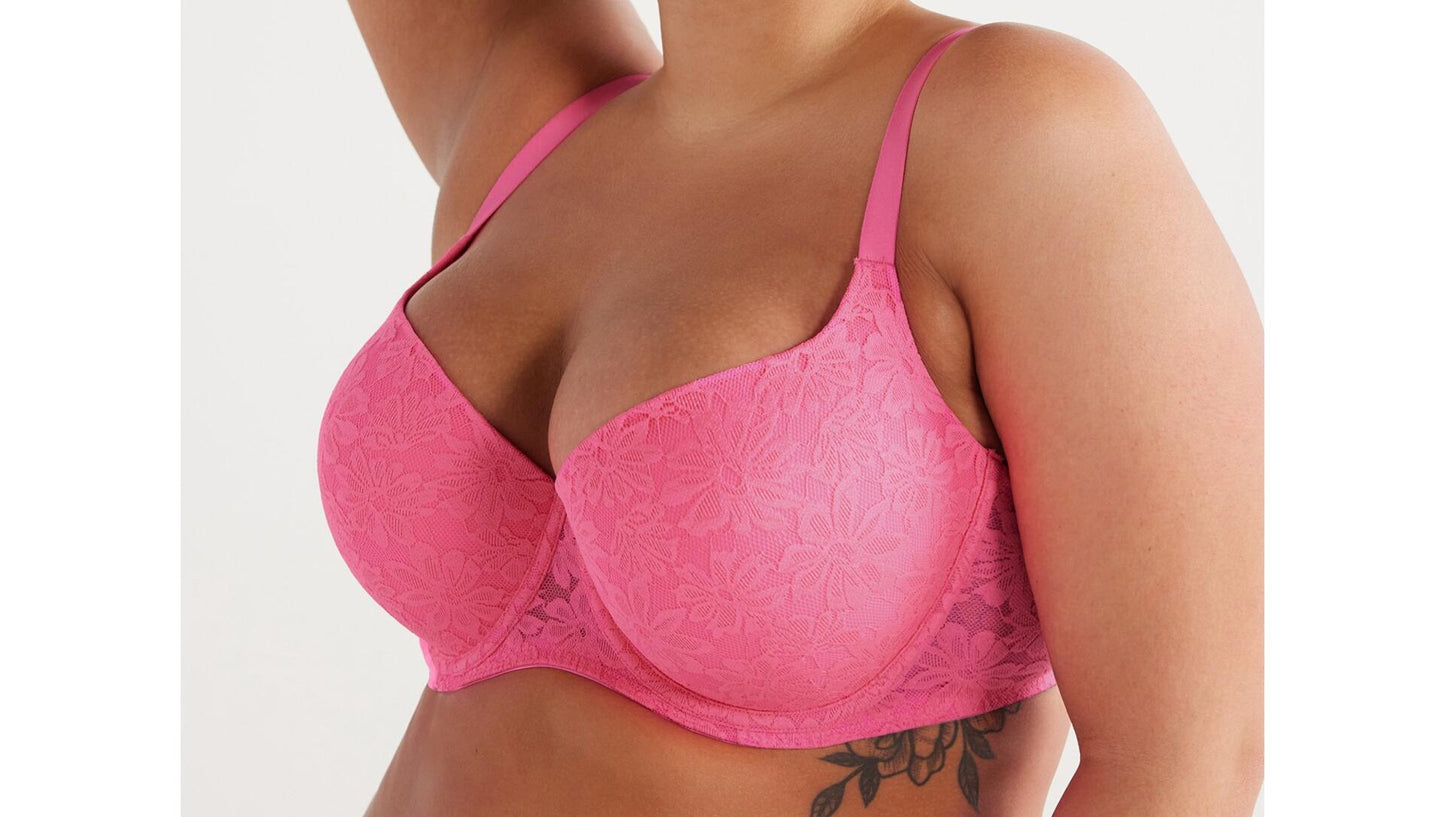 No Boundaries Womens All Over Lace Push Up Bra with Sugarcup Bb Pink Size 40C