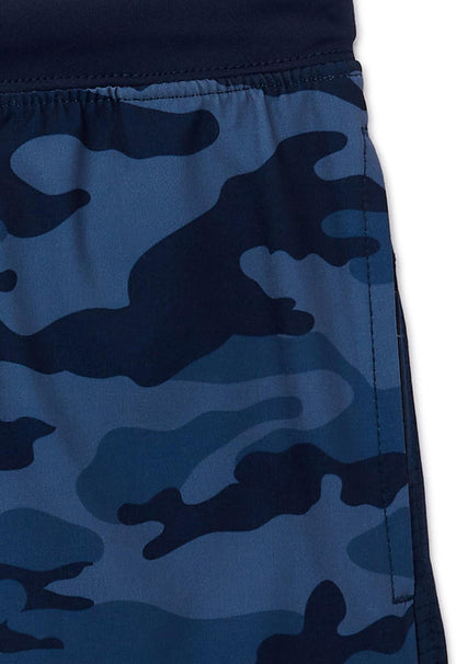 Athletic Works Boys Active Mixed Media Shorts Blue Camo Size L (10-12)