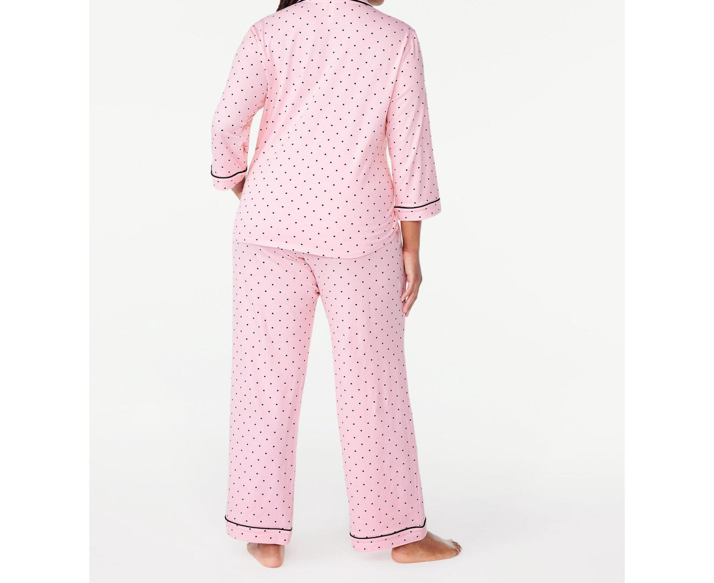 Joyspun Womens Cotton Blend Notch Collar Top and Pants Pajama Set Pink Size M